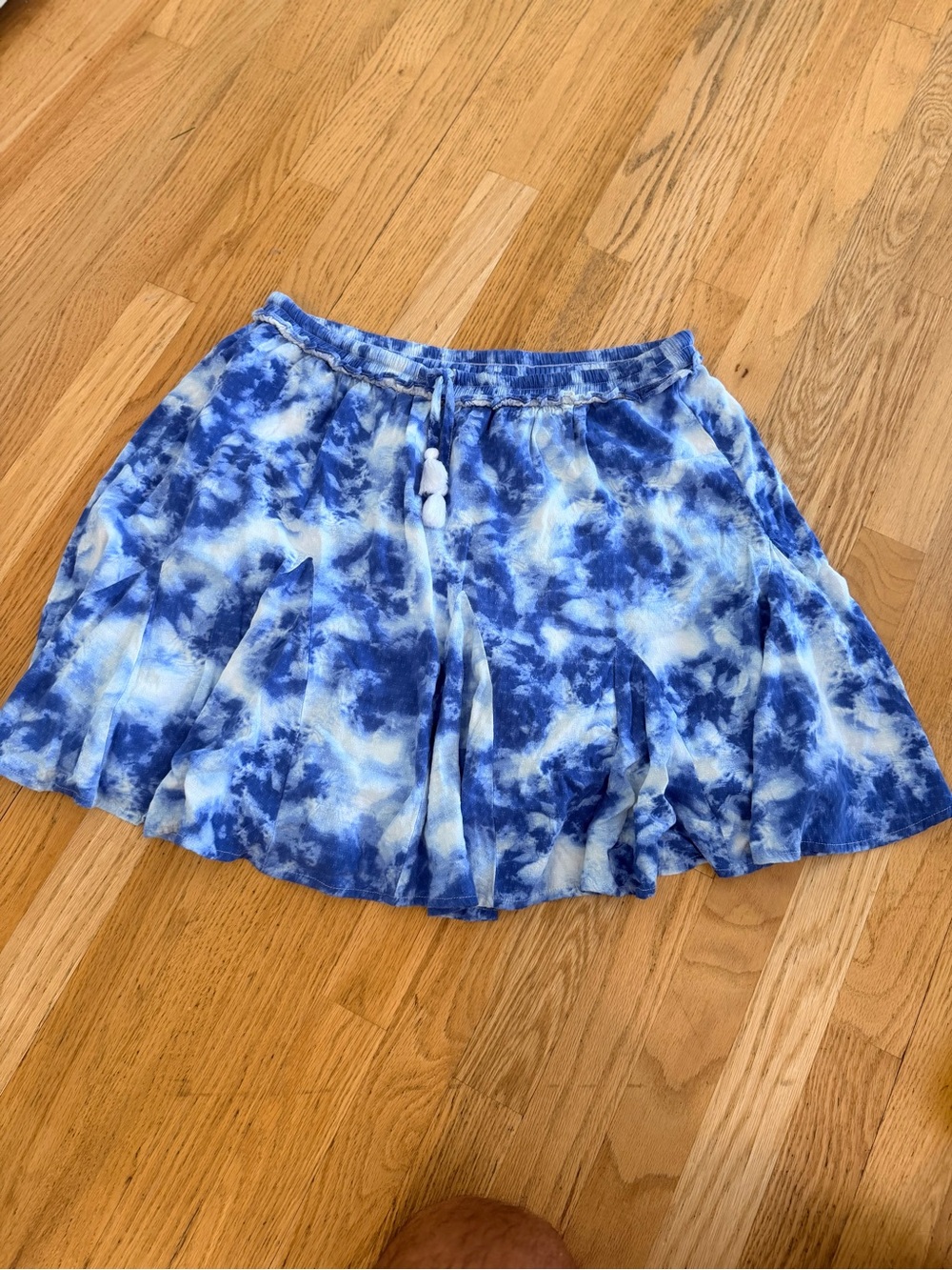 Ladies Size Large "crown & ivy" Blue Tie-Dye Circle Skirt GUC